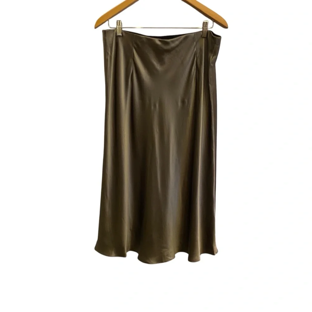 NWT Womens Quince 100% Washable Silk Maxi Tulip Skirt Gray Sz Small and XL - Picture 2 of 15